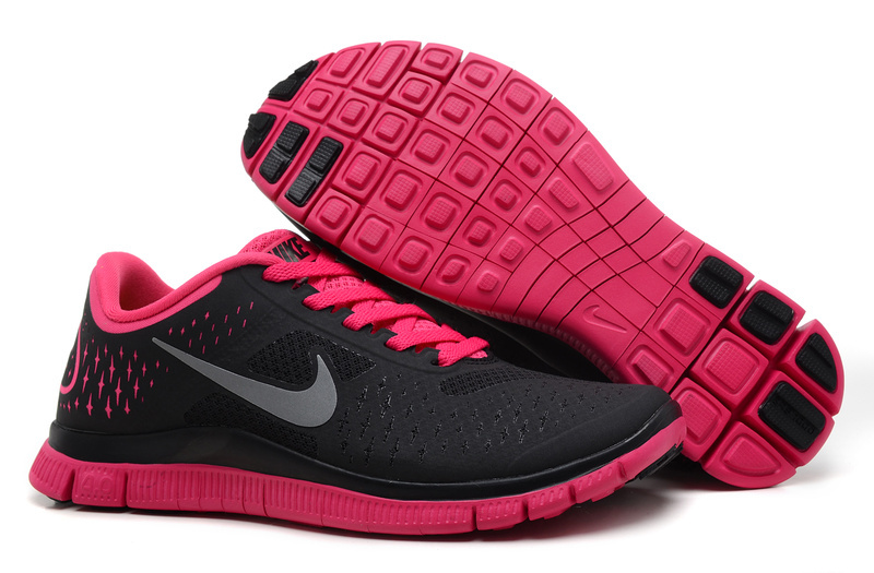 Women Nike Free Run 4.0 V2 Black Red Shoes - Click Image to Close