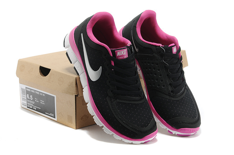 Womens Nike Free Run 5.0 V4 Black Peach White Shoes