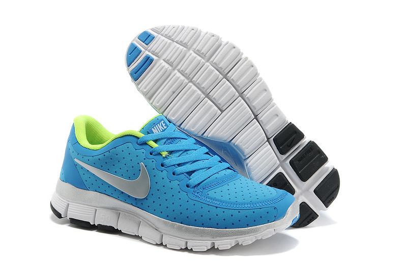 Womens Nike Free Run 5.0 V4 Blue Green White Shoes