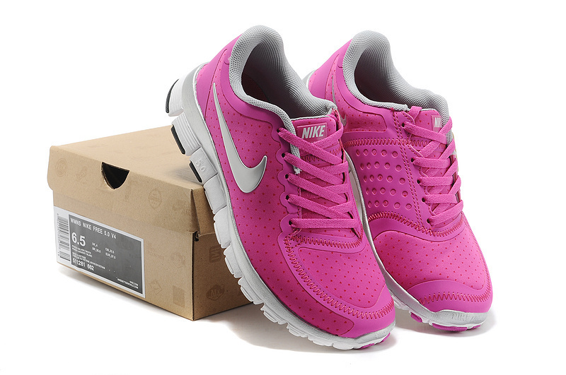 Womens Nike Free Run 5.0 V4 Pink White Shoes - Click Image to Close