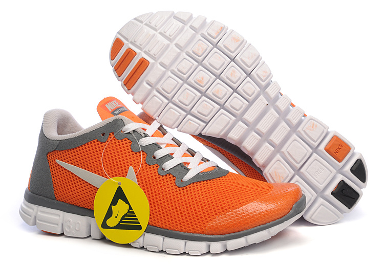 Women Nike Free Running 3.0 Mesh Orange Grey Shoes