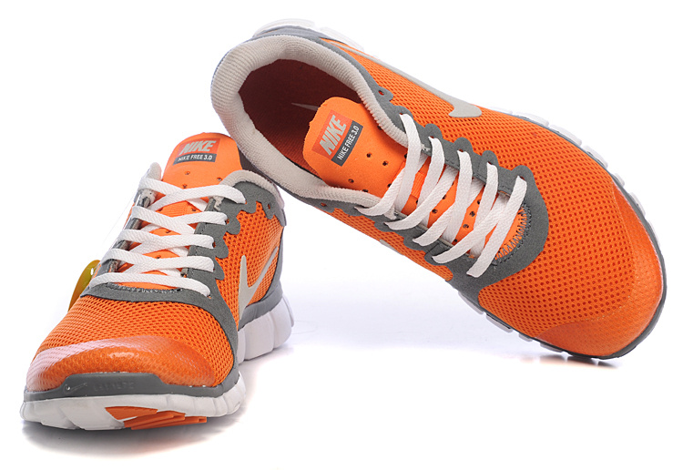 Women Nike Free Running 3.0 Mesh Orange Grey Shoes