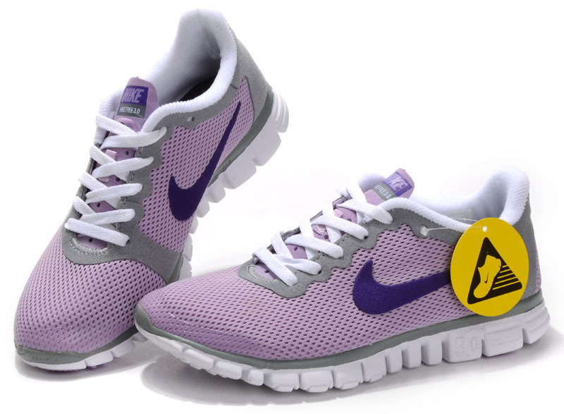 Women Nike Free Running 3.0 Mesh Pink Grey Shoes - Click Image to Close