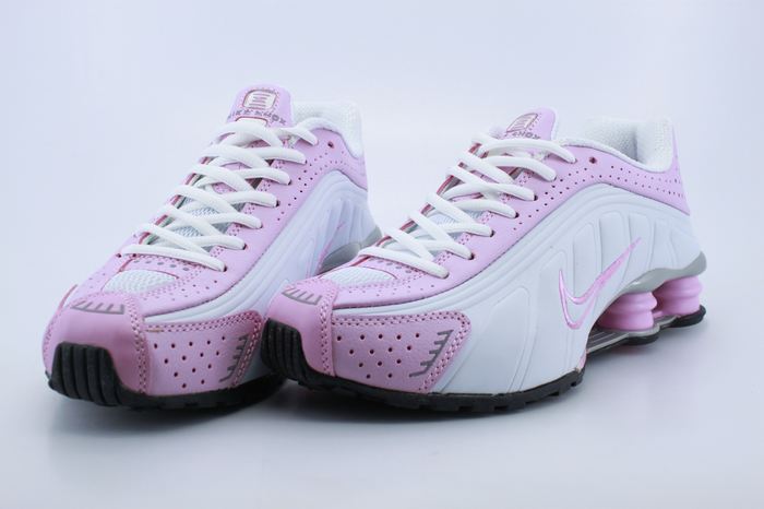 Women Shox Pink White Pink Logo Shoes