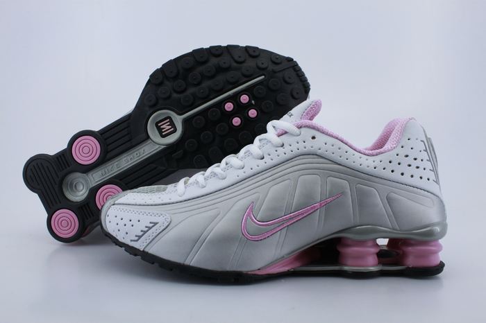 Women Shox White Grey Pink Shoes - Click Image to Close